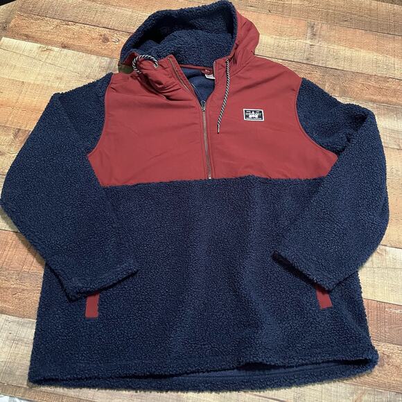 Hurley Men's Obsidian Navy Red Half Zip Sherpa Anorak Hoodie Sz XL Outdoor - Picture 2 of 5